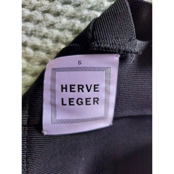 Herve Leger Halter V Neck Bandage Black Dress Bodycon Size: SP New - Picture 8 of 9